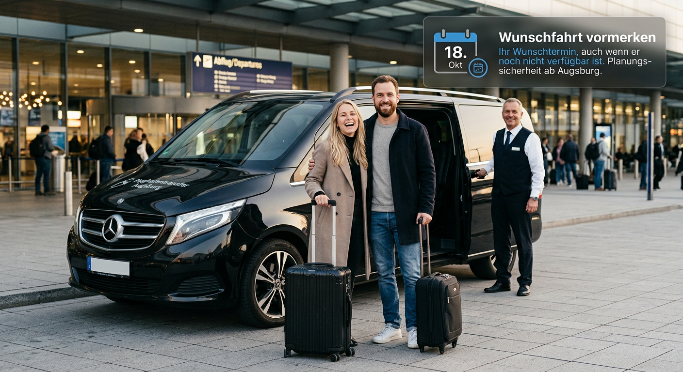 Wunschfahrt vormerken für Ihren Flughafentransfer ab Augsburg